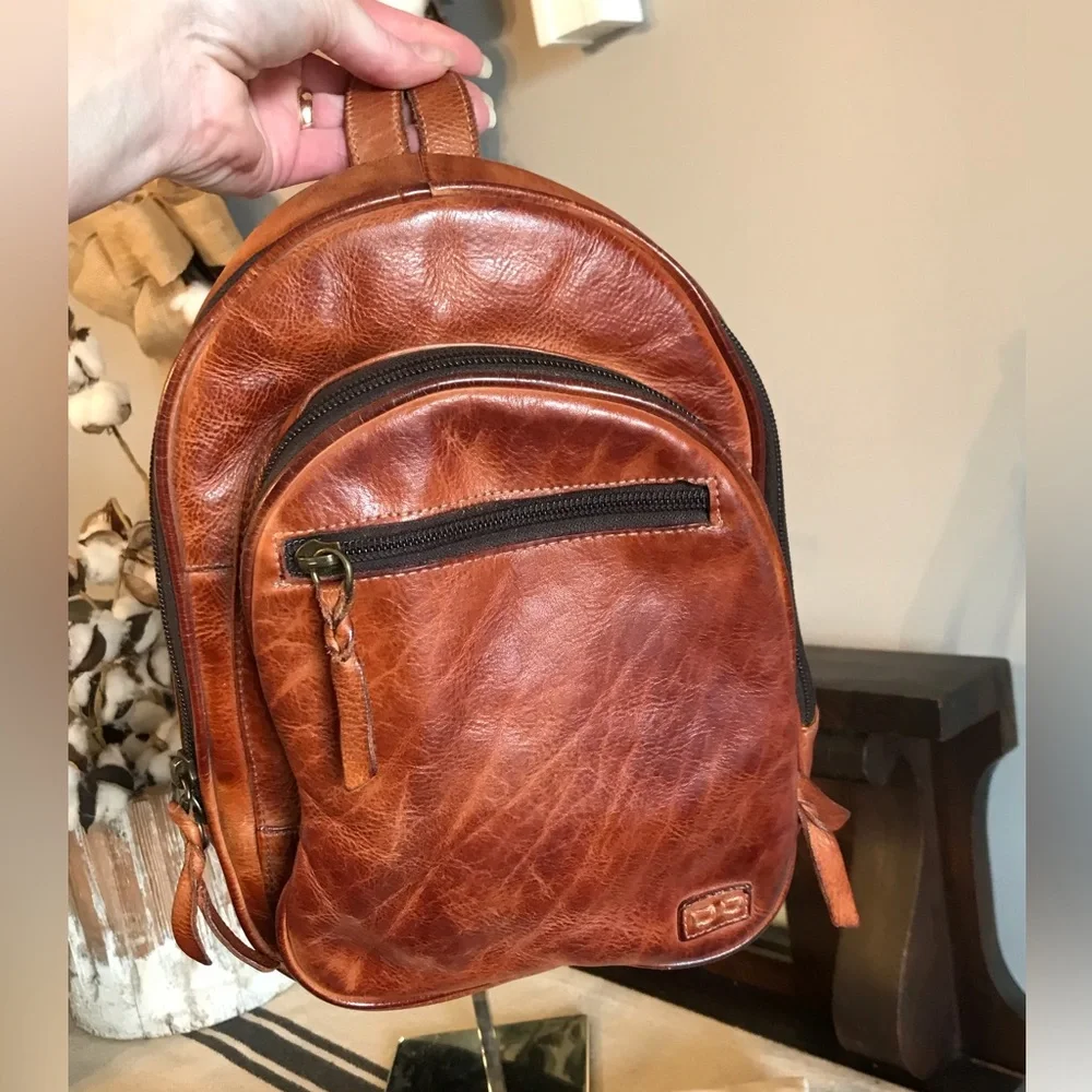 NWOT Bed Stu Leather Dominque Backpack Cognac DD Retail $235